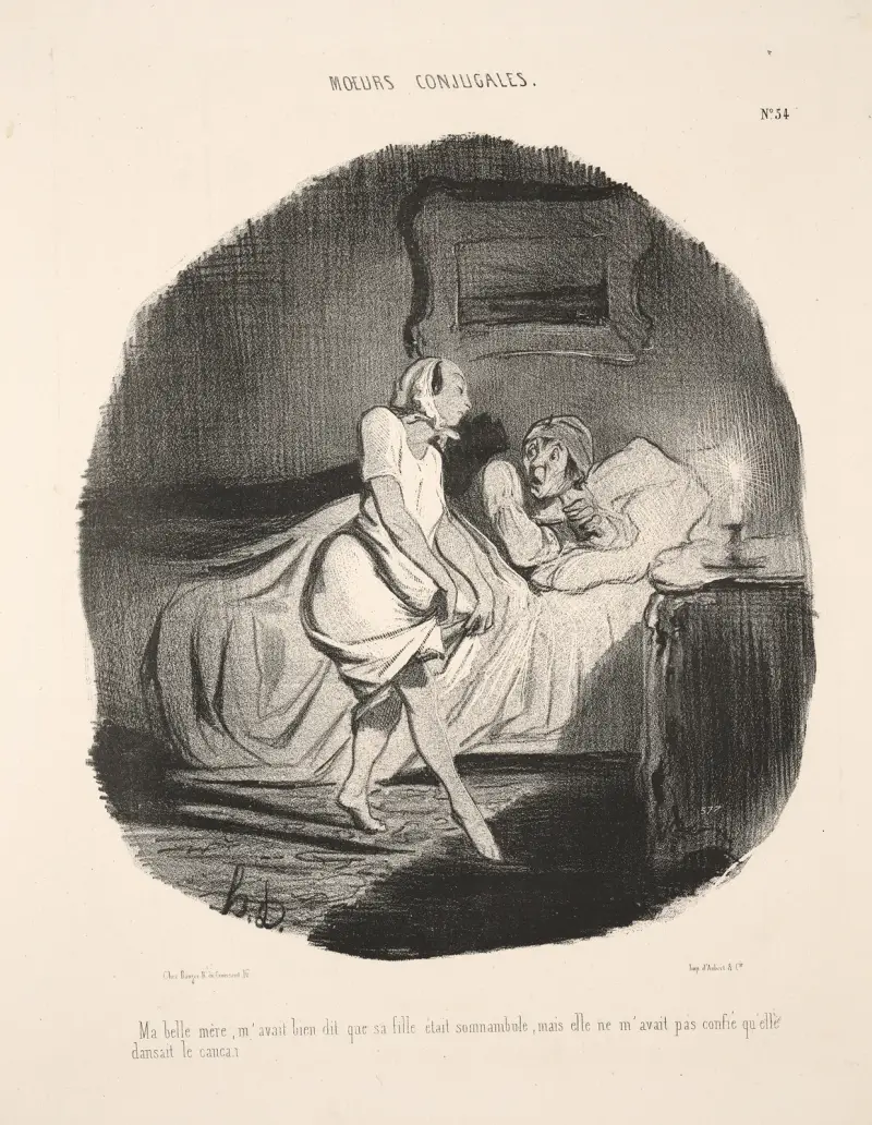 Min svärmor hade varnat mig för att hennes dotter var somnambulist, men hon berättade inte att hon dansade cancan av Honoré Daumier