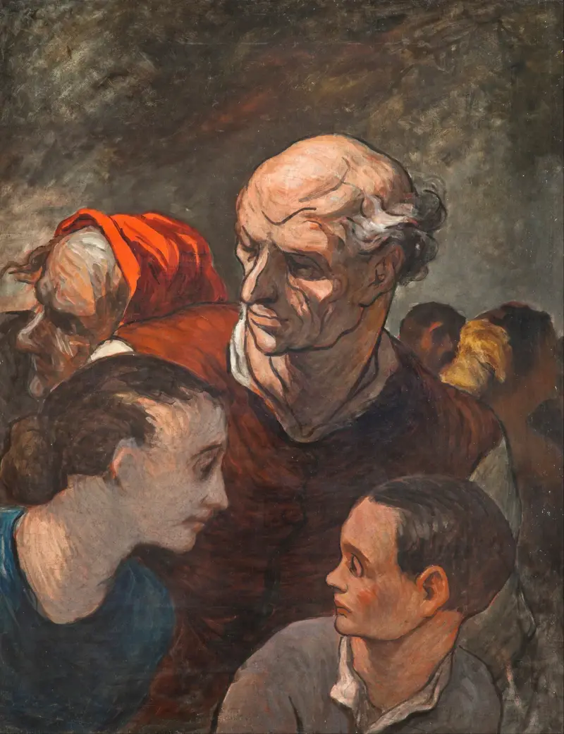 På barrikaderna (Familj på barrikaderna) av Honoré Daumier