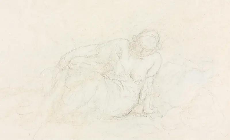Liggande kvinna lutad mot sin arm (verso) av Honoré Daumier