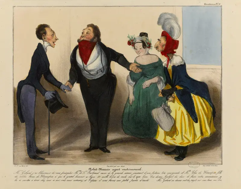Robert Macaire som äktenskapsmäklare av Honoré Daumier