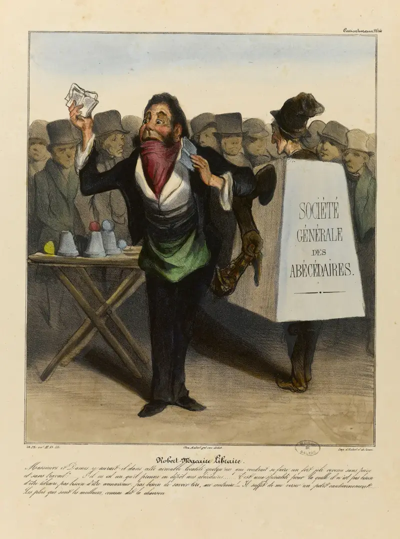 Robert Macaire som bokhandlare av Honoré Daumier