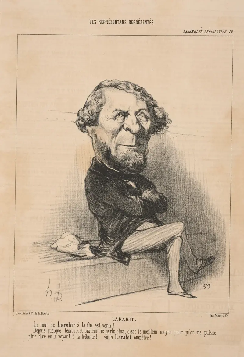 Saudi. The Tower of Arabia has come to the end . . . Voila Saudi hobbling av Honoré Daumier