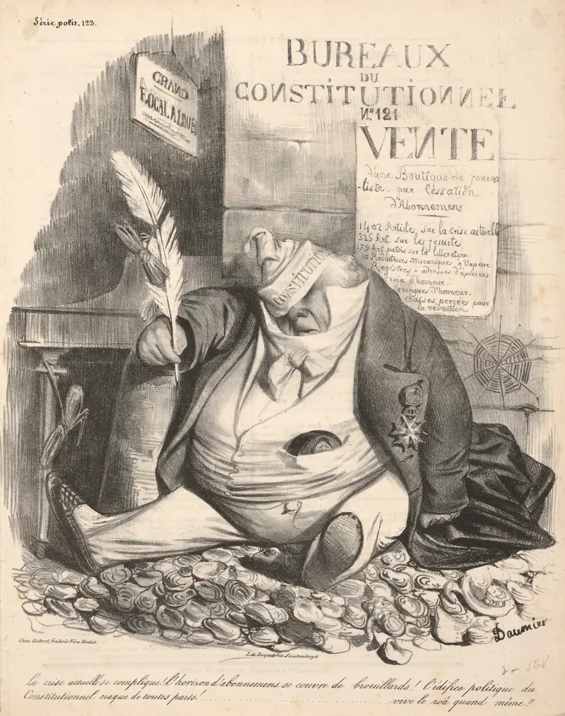 The current crisis is complicated! The horizon of subscriptions is covered by . . . av Honoré Daumier