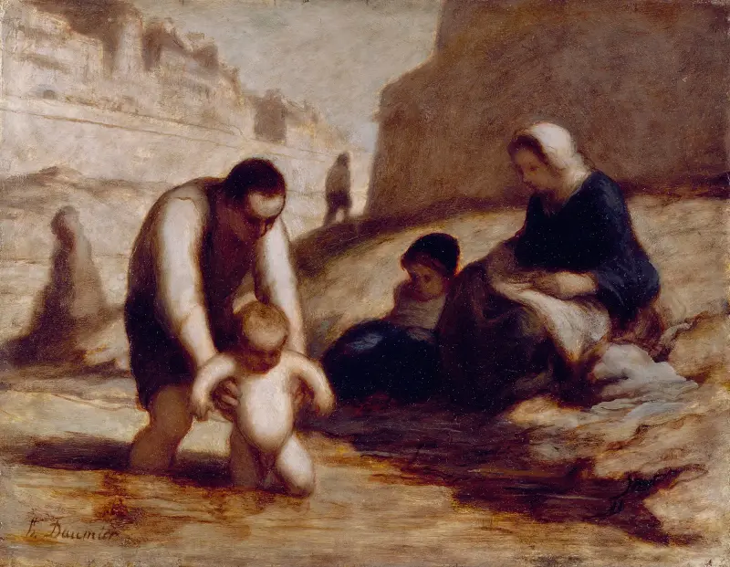 Det första badet av Honoré Daumier