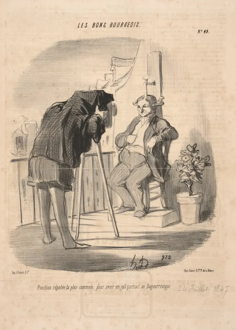 Den gode borgaren. Ställning ansedd som den mest fördelaktiga för ett fint porträtt i daguerreotyp av Honoré Daumier