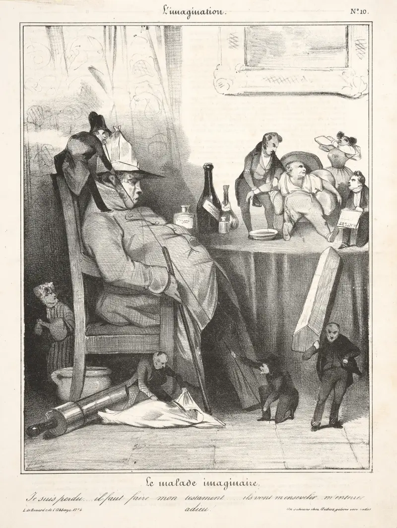 The hypochondriac. I am finished . . . I need to make my will . . . av Honoré Daumier