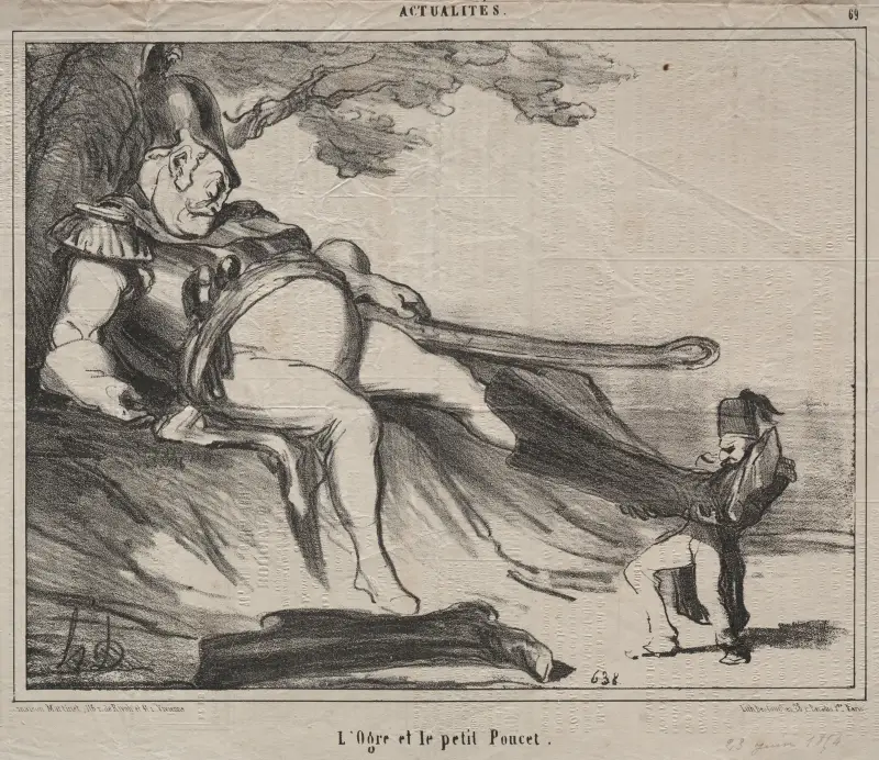 Jätten och hans lilla Tummetott av Honoré Daumier