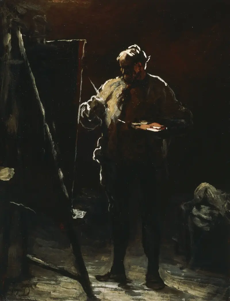 Konstnären vid sitt staffli av Honoré Daumier