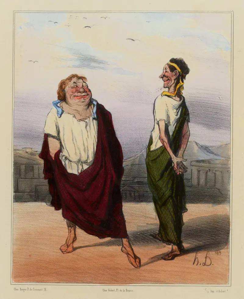 Une rencontre de joyeux augures av Honoré Daumier