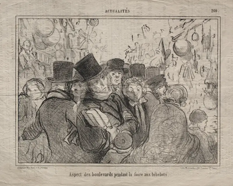 Vy över boulevarder under en marknad för prydnadssaker av Honoré Daumier