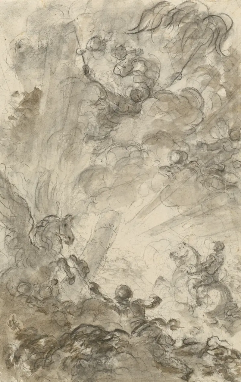Bradamante Tries to Catch Hold of the Hippogryph (recto) av Jean-Honoré Fragonard