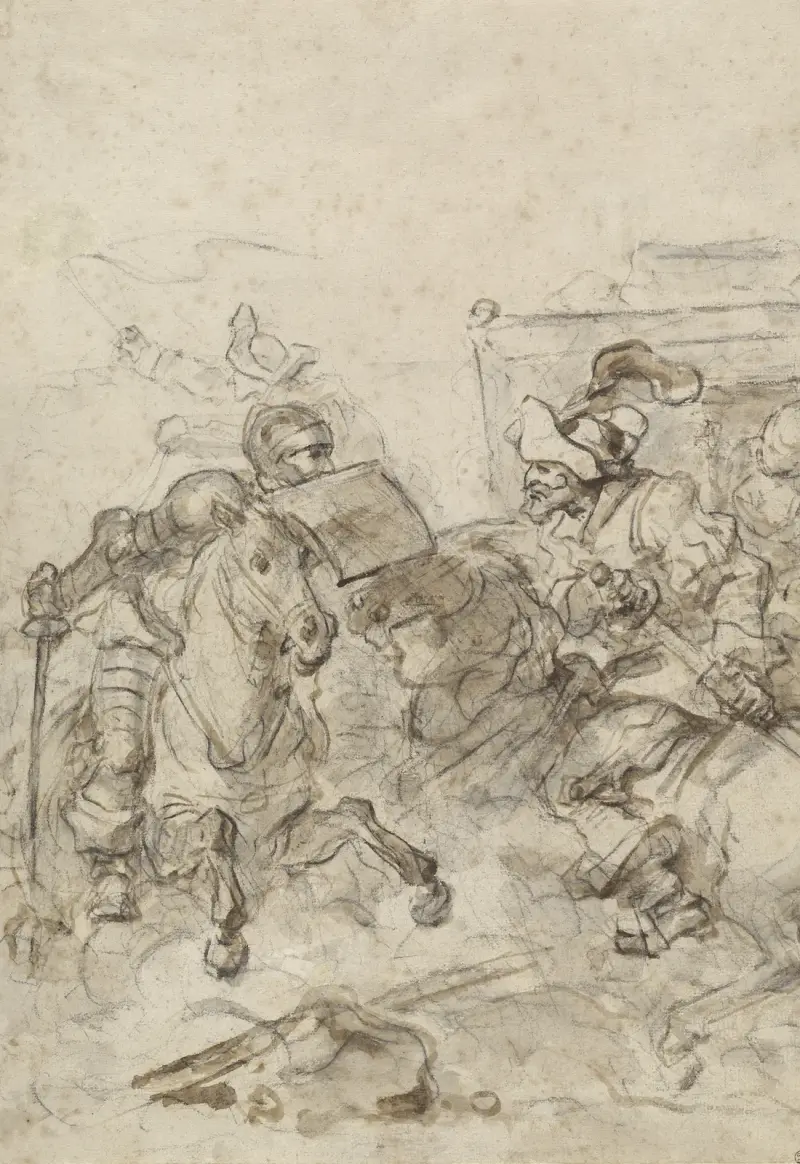 Don Quijote greift den Basken an von Jean-Honoré Fragonard