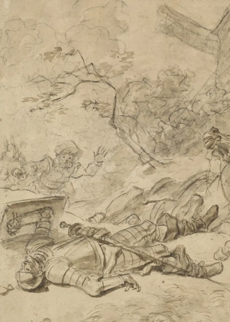 Don Quixote Defeated by the Windmill av Jean-Honoré Fragonard