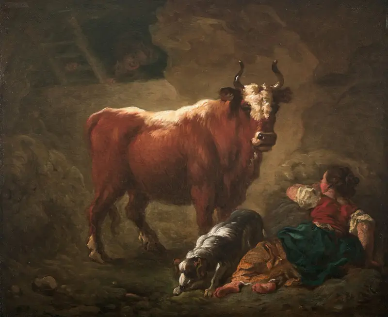 Interiér stáje, Jean-Honoré Fragonard