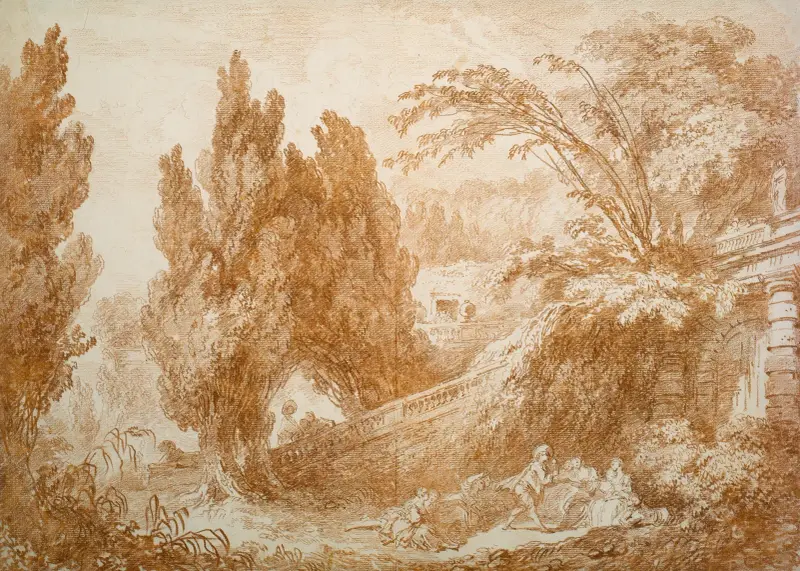 Park Landscape with a Cheerful Gathering av Jean-Honoré Fragonard