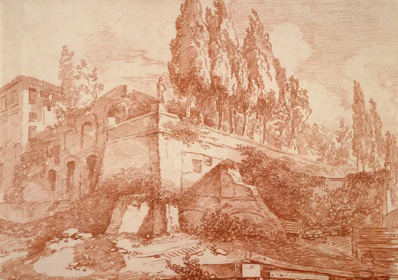 Ruins of an Imperial Palace, Rome av Jean-Honoré Fragonard