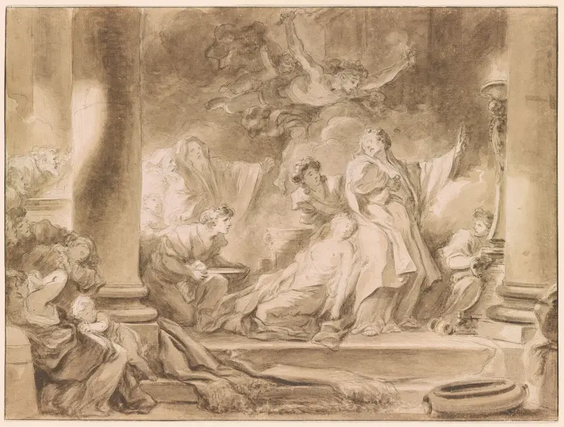 The Sacrifice of Coresus av Jean-Honoré Fragonard