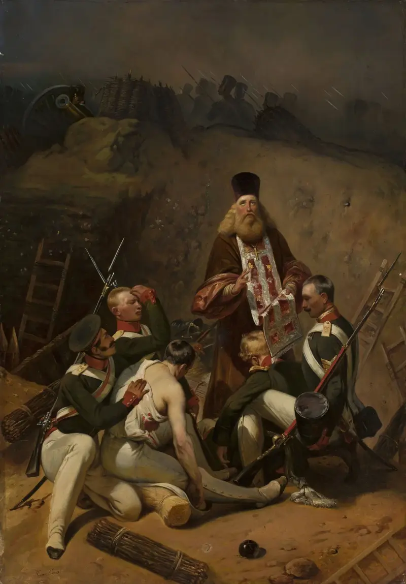 Präst som välsignar soldater av Horace Vernet