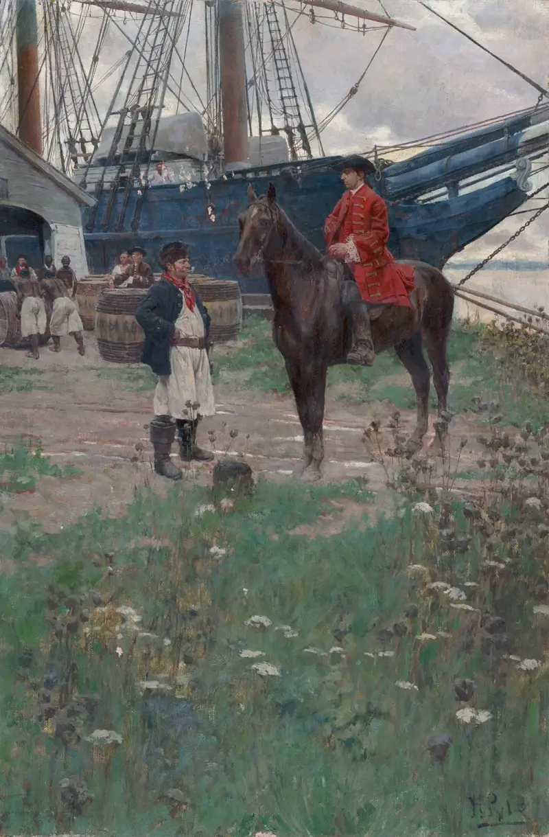 A Virginia Plantation Wharf av Howard Pyle