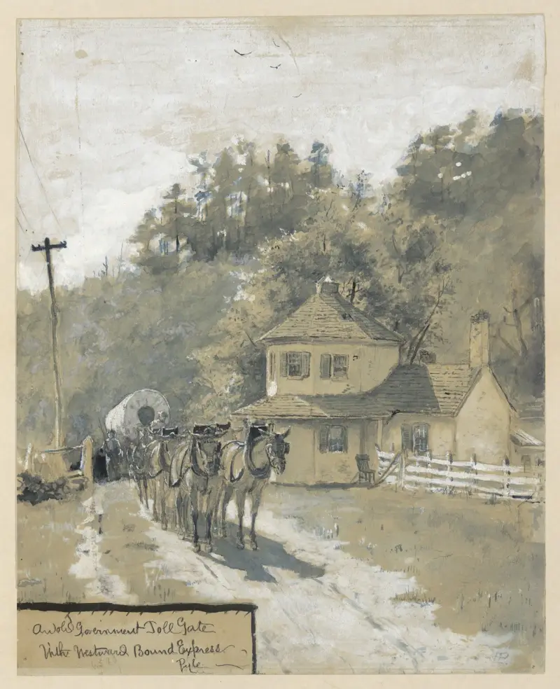 En gammal statlig tullstation med västerutgående express av Howard Pyle
