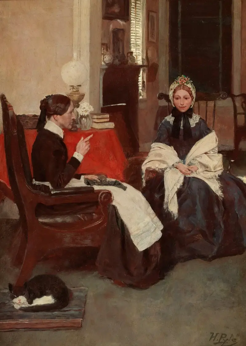 ‘And who’s going to support ’em’ demanded Mrs. Barkley’ av Howard Pyle
