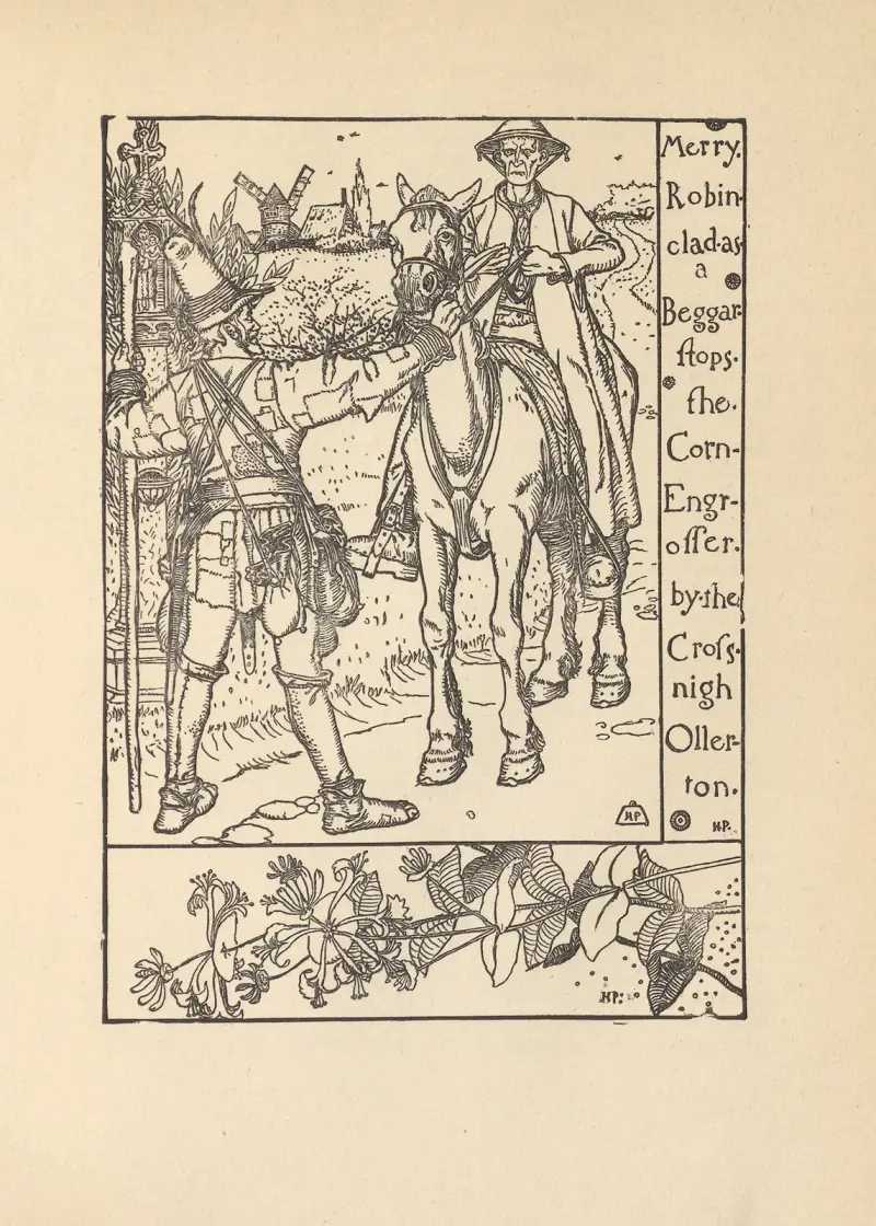 Merry Robin clad as a Beggar stops the Corn Engrosser by the Cross nigh Ollerton av Howard Pyle