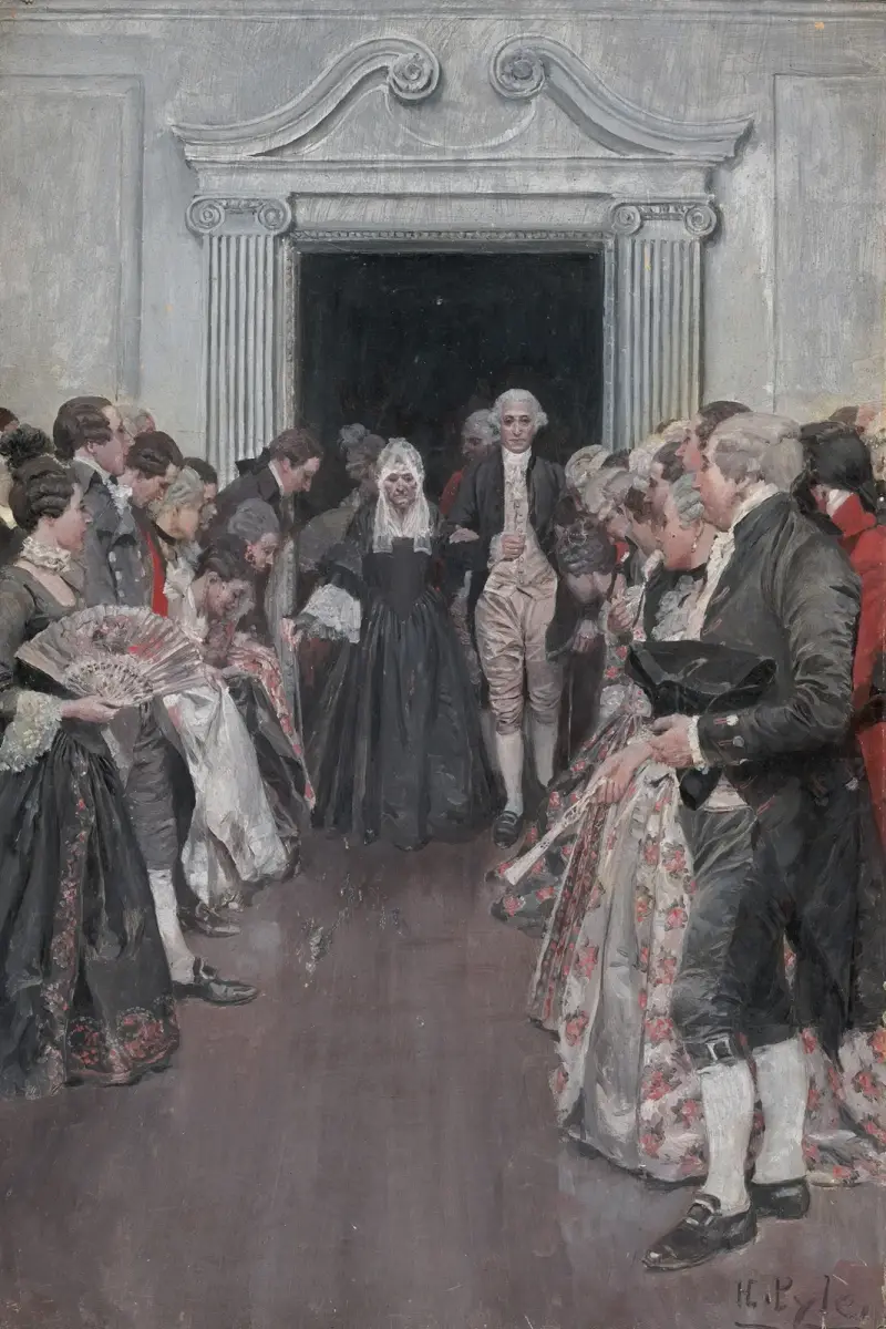 Washington Bringing His Mother Into The Ballroom, Fredericksburg av Howard Pyle
