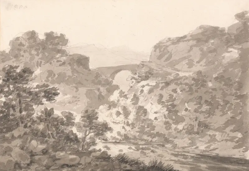 Brücke über einen Bach, Nordwales von George Howland Beaumont