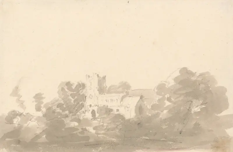 Kyrka bland träd av George Howland Beaumont