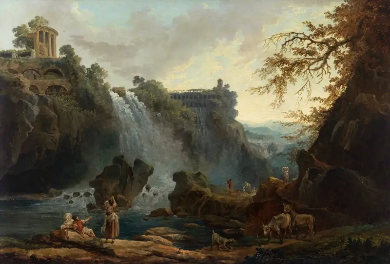 Die Wasserfälle von Tivoli von Hubert Robert