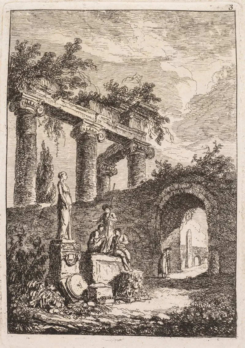 The Statue in Front of Ruins av Hubert Robert