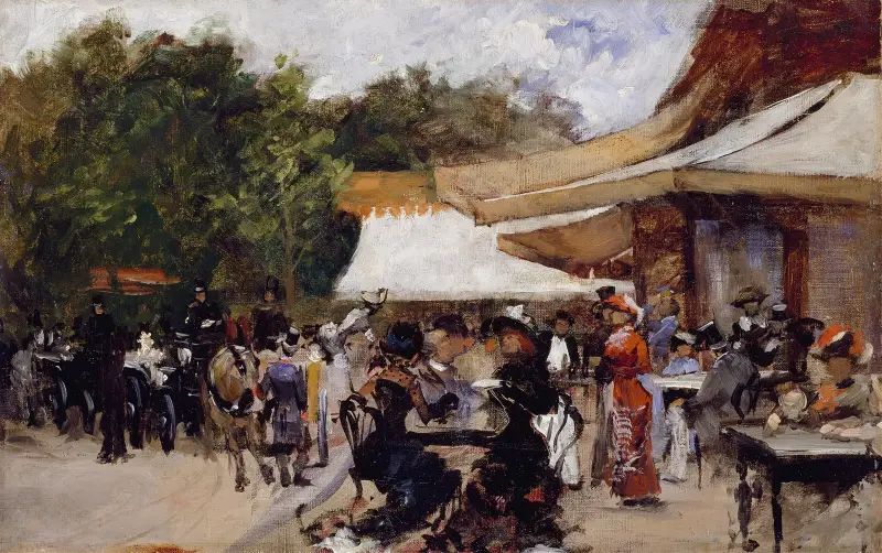 Outside a Restaurant in the Bois de Boulogne av Hugo Birger