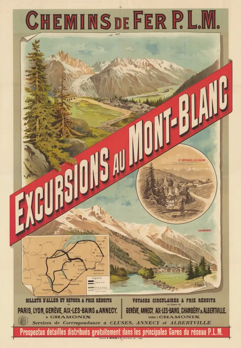 Chemins de fer P.L.M. Excursions au Mont-Blanc av Frederic Hugo d’Alési
