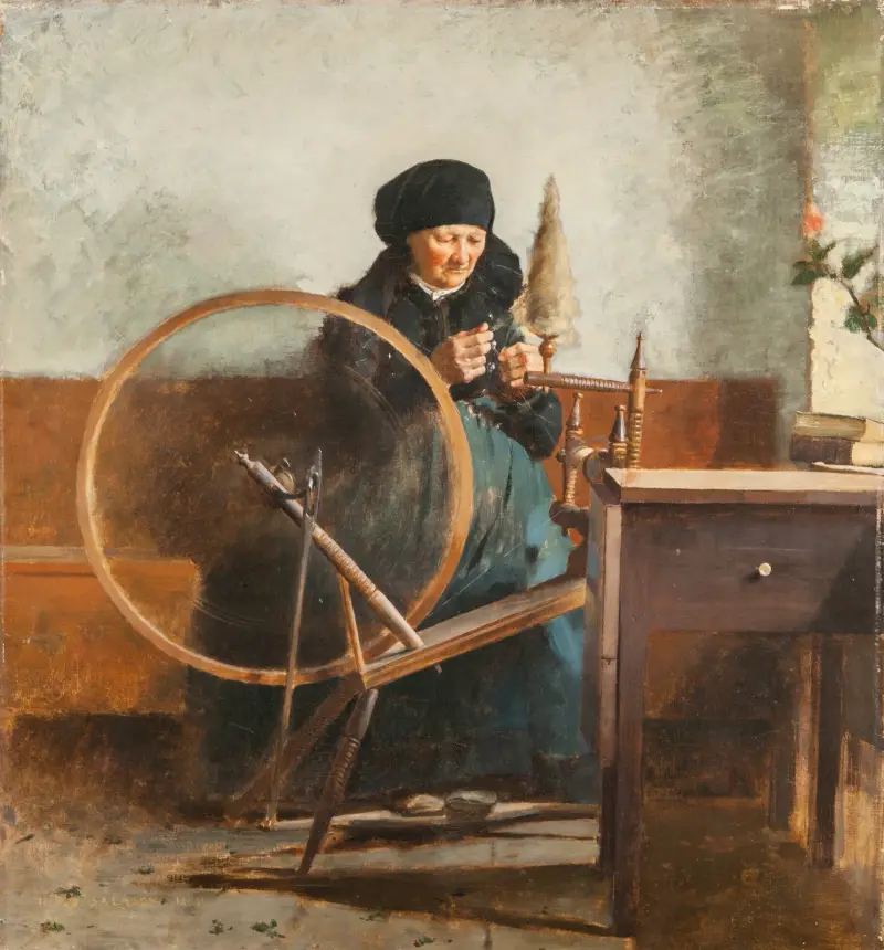 Vid spinnrocken av Hugo Salmson