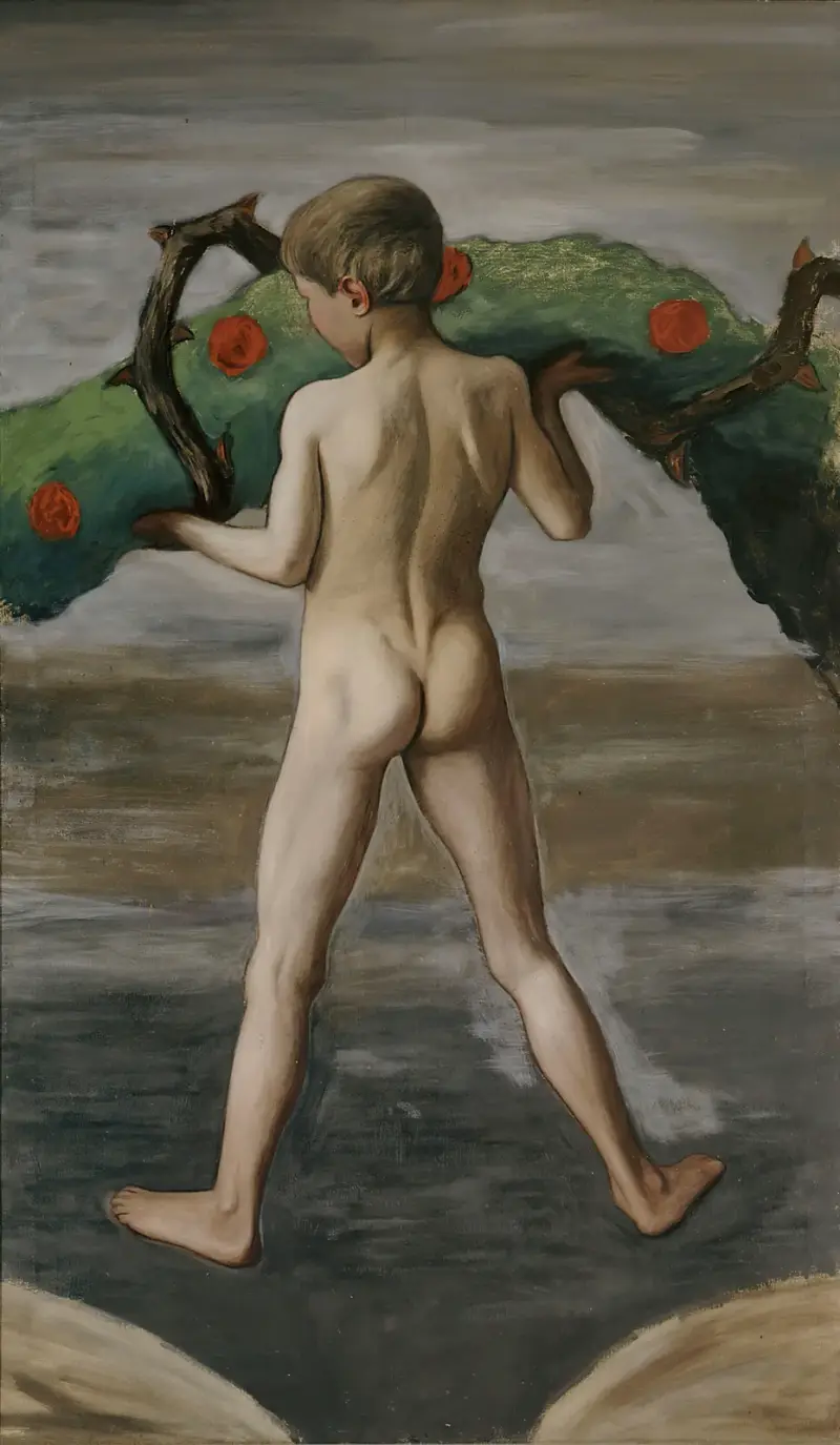 Garland Bearer ; Boy Carrying The Garland Of Life av Hugo Simberg