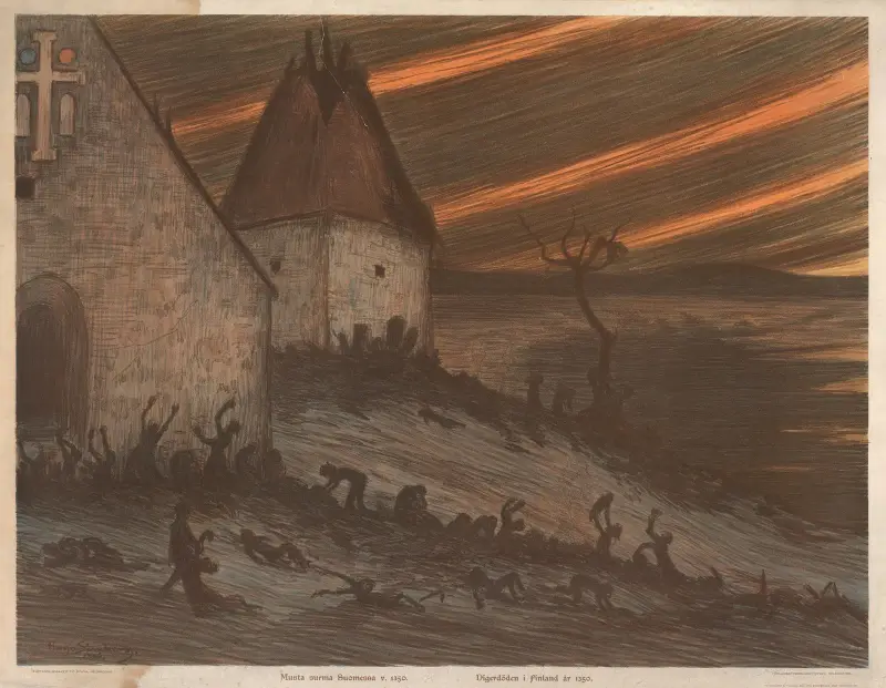 Digerdöden i Finland 1350 av Hugo Simberg