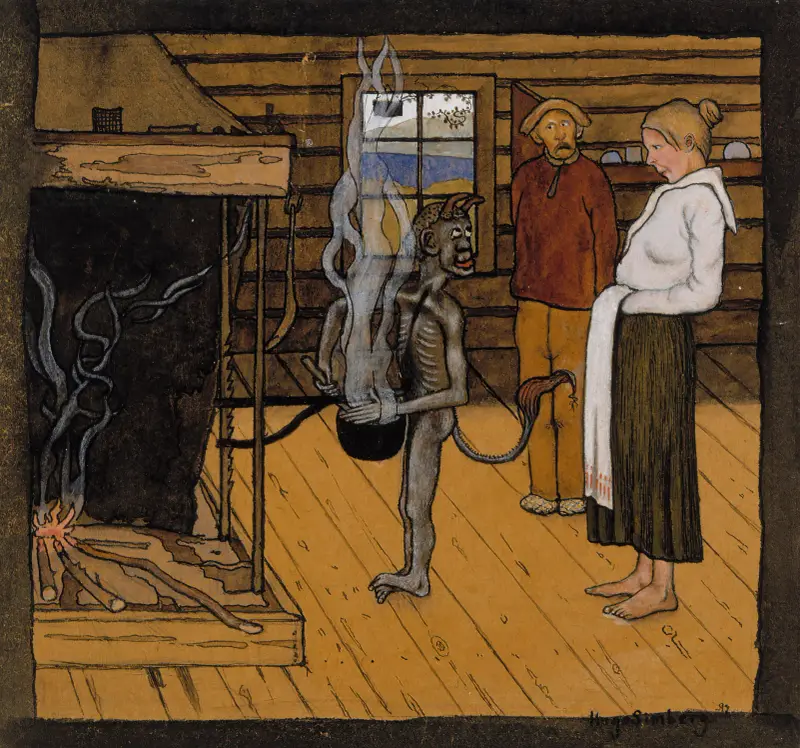 Der arme Teufel am Feuer von Hugo Simberg