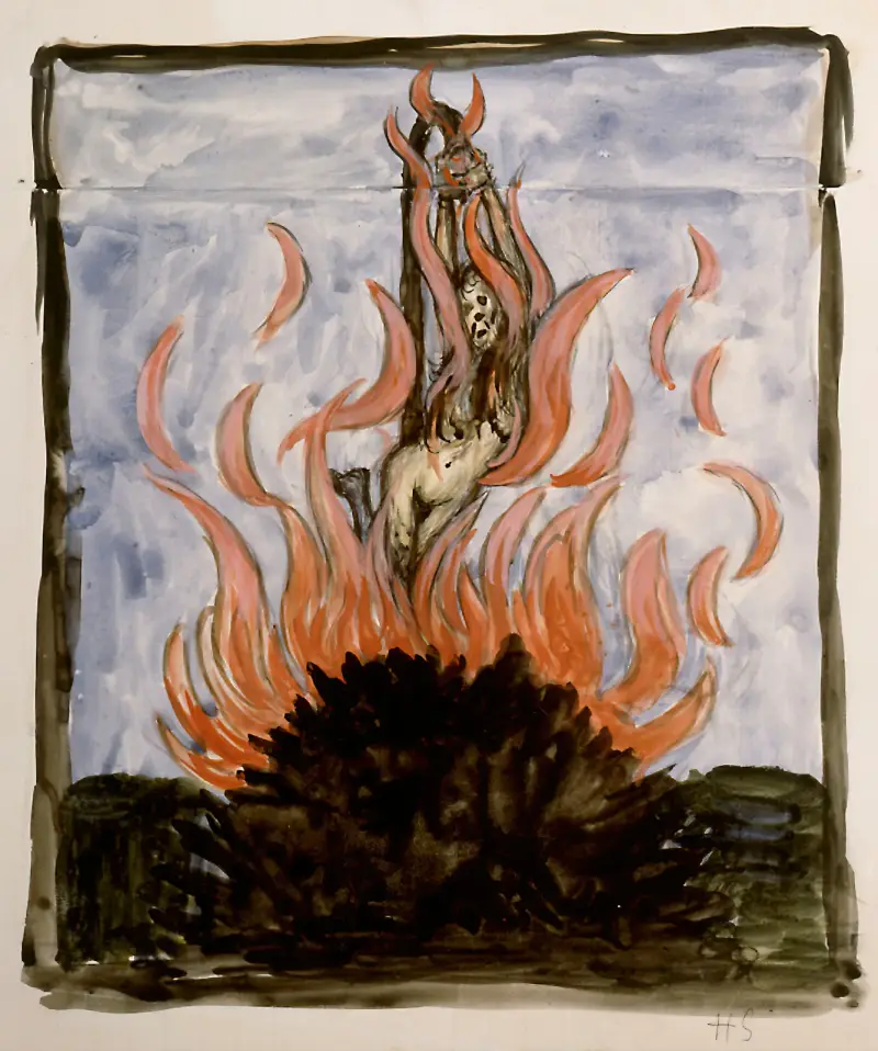 Häxan på bålet av Hugo Simberg