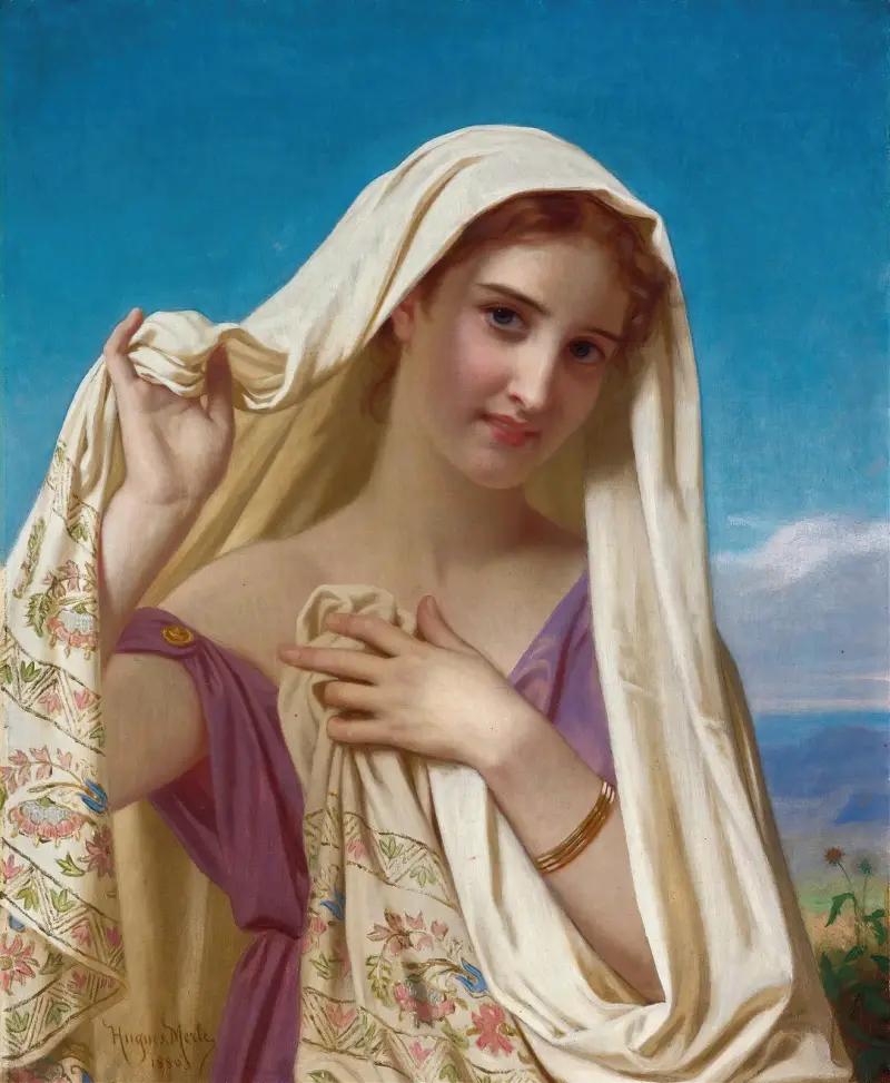 Junges Mädchen mit Schleier von Hugues Merle