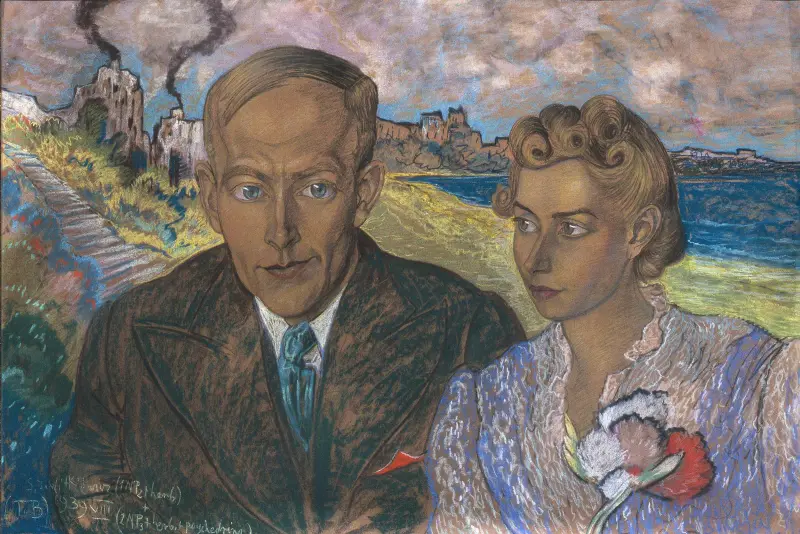Double portrait of Helena Lisińska and Jan Gadomski av Stanisław Ignacy Witkiewicz
