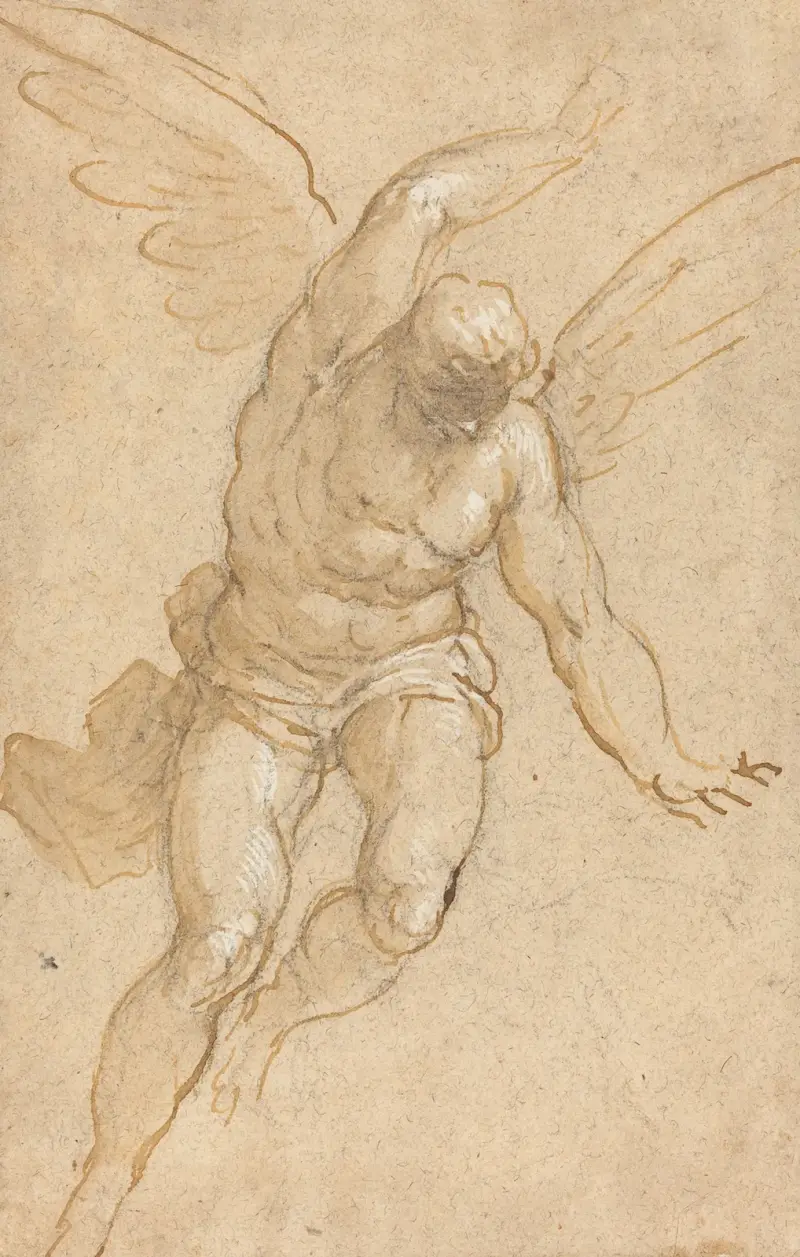 En flygande ängel av Jacopo Palma il Giovane