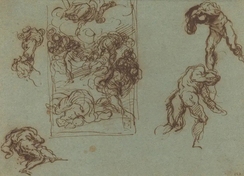 Figurstudier av Jacopo Palma il Giovane