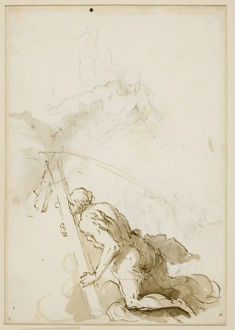 Knælende figur med et kors av Jacopo Palma il Giovane