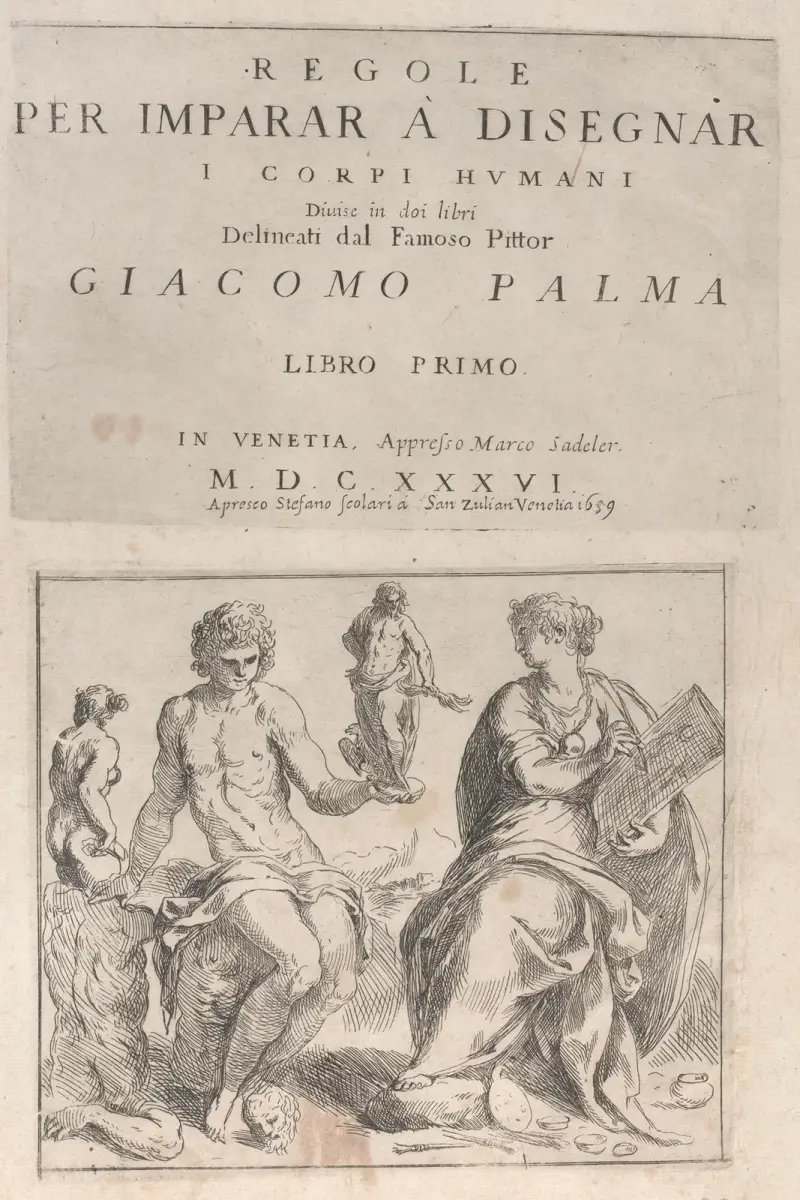 Regler för att lära sig rita den mänskliga kroppen, plansch 01 av Jacopo Palma il Giovane
