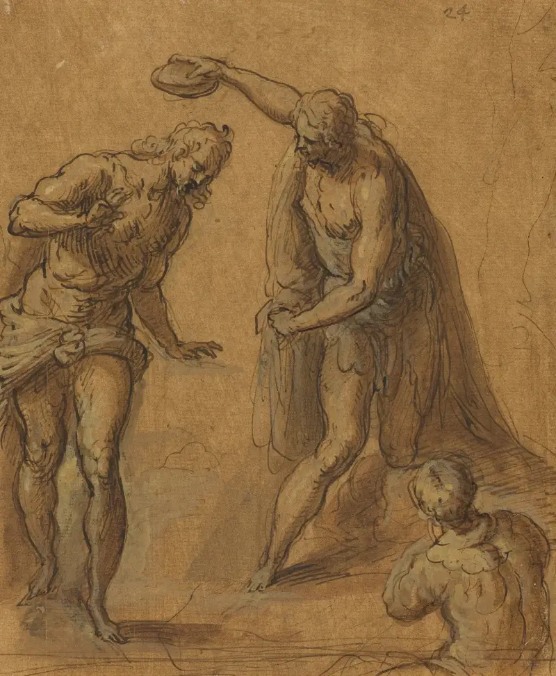 Skiss till Kristi dop II av Jacopo Palma il Giovane
