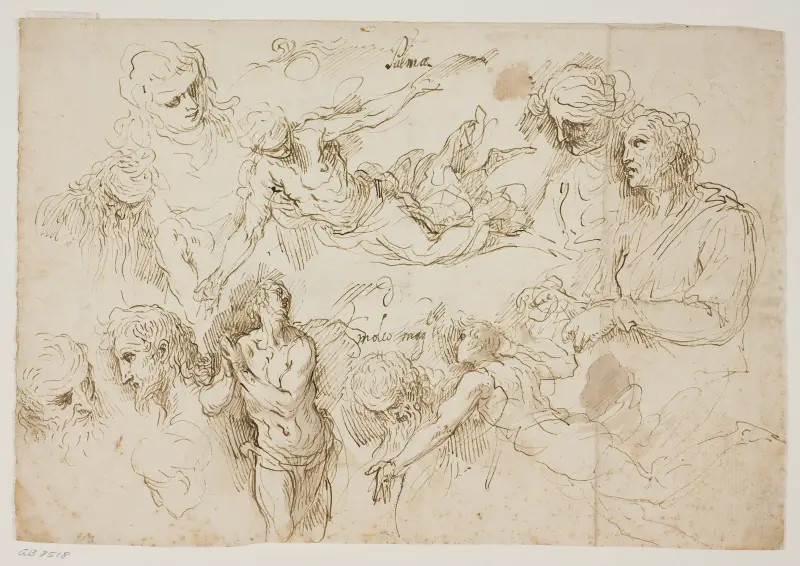 Arkusz studyjny z figurami, Jacopo Palma il Giovane