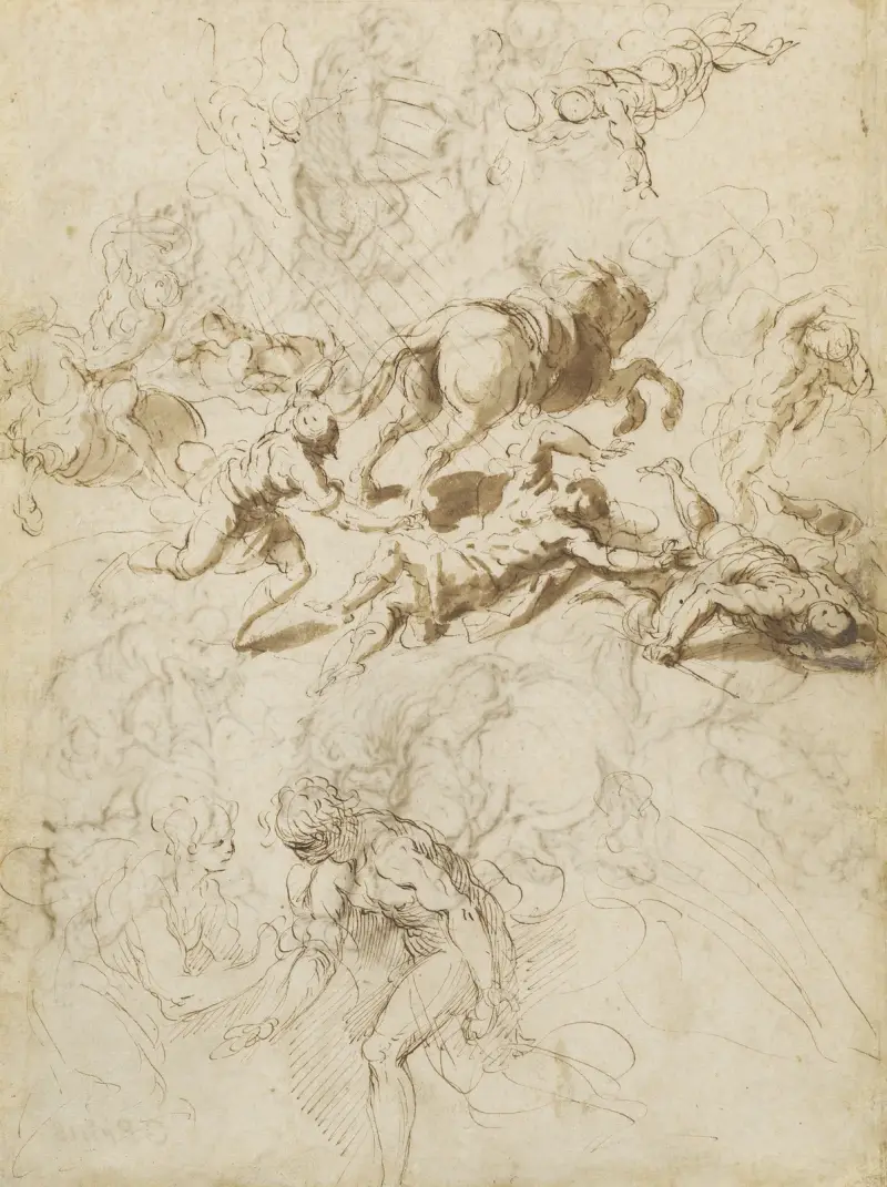 Paulus omvändelse; Adam och Eva av Jacopo Palma il Giovane