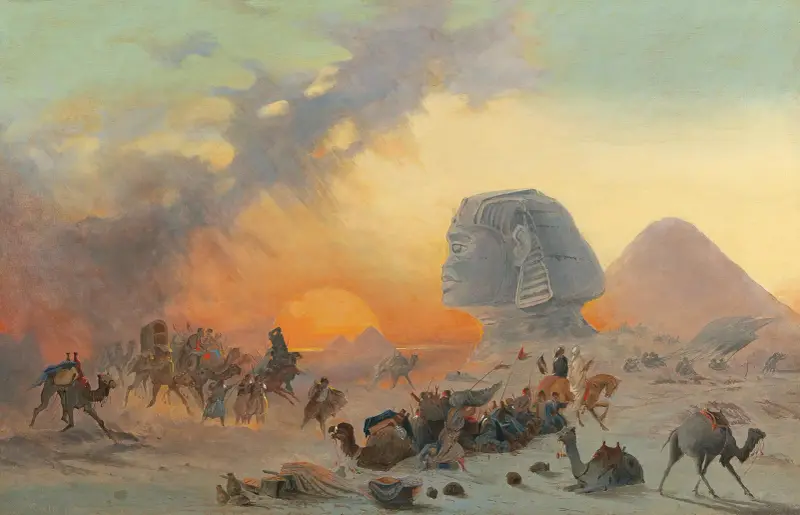 A Caravan In The Desert In A Simoom av Ippolito Caffi