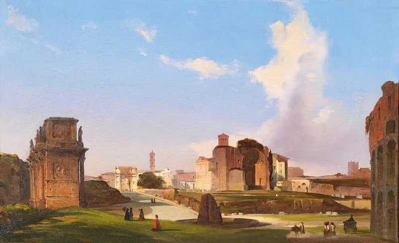 A View Of The Roman Forum With The Arch Of Constantine av Ippolito Caffi