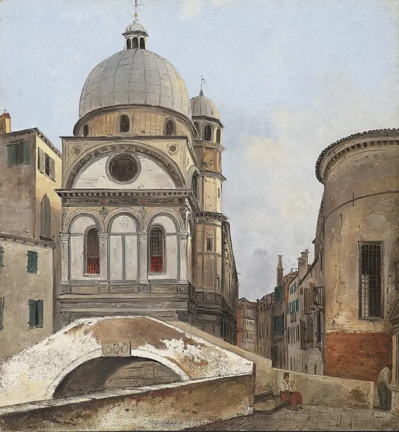 Santa Maria dei Miracoli och Santa Maria Nova av Ippolito Caffi